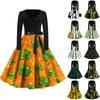 Women's Fashion V-neck Casual Slim St. Patrick Print Long-sleeved Dress