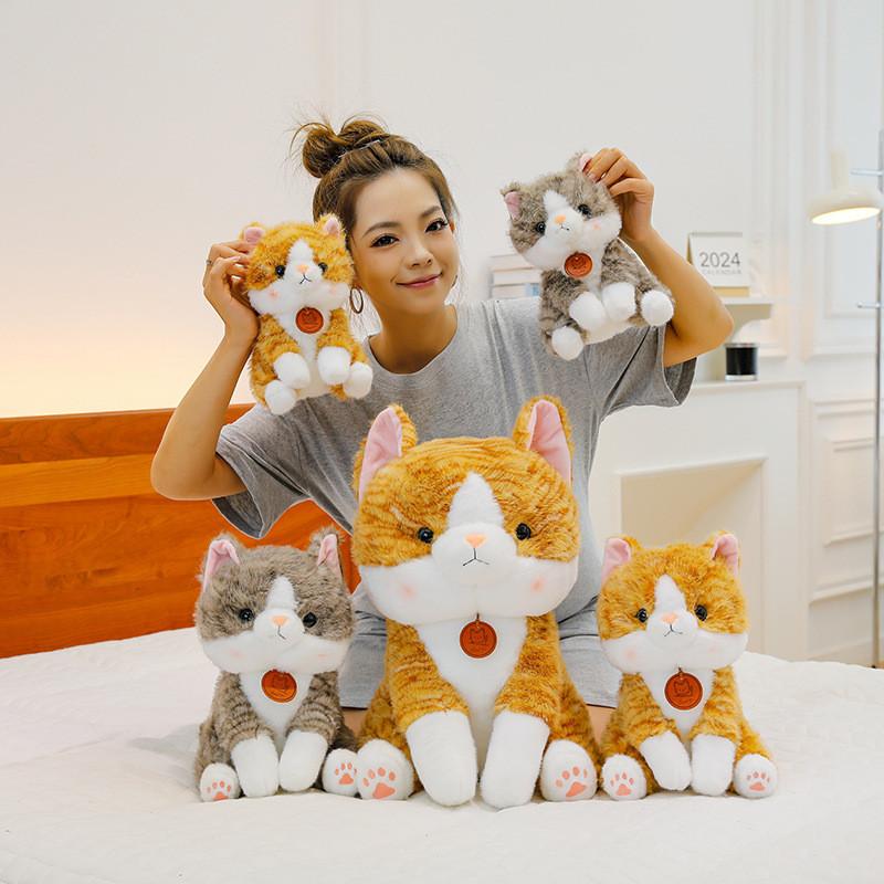 Adorable Big Face Cat Plush Toy Soft Stuffed Animal For Kids Bedroom Decor