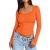 European & American Women's Slim-fit Milk Silk Long-sleeve Navel-baring T-shirt - Autumn Fashion Pullover.