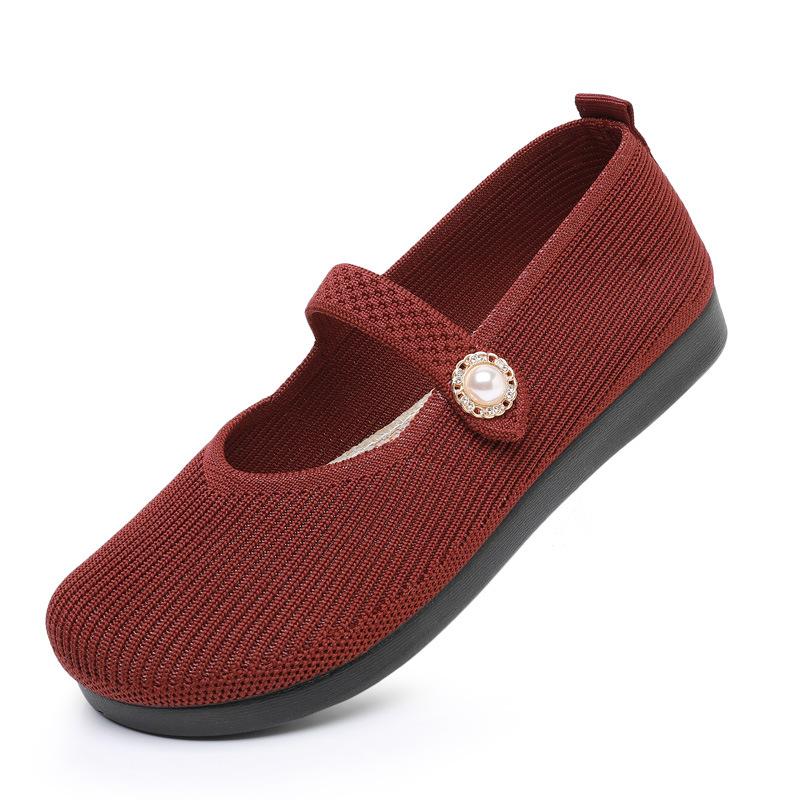2025 новые женские туфли с дышащей плетеной поверхностью и мелким горлом, старые пекинские тканевые туфли, женская рабочая обувь, удобная мягкая подошва, обувь для мам