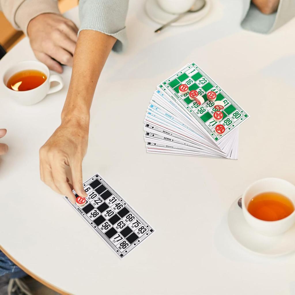 Русское лото Настольные игры Семейный набор для игры в бинго из 48 карточек для бинго и 90 деревянных фишек, Отлично подходит для взрослых, детей, семейного игрового вечера, Хэллоуина,