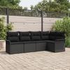 5-piece Garden Sofa Set with Black Poly Rattan Cushions, 2-Seater Garden Sofa with Storage & Cushions 3354032