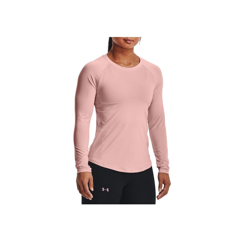 Under Armour Casual Round Neck Running Training Long Sleeve T-Shirt Women Tops Pink 1368179-676