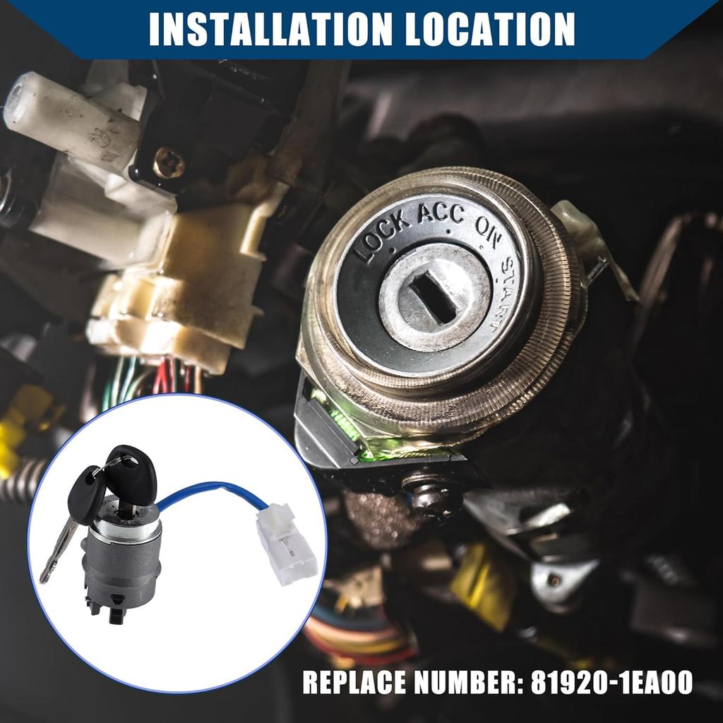 № 81920-1EA00 Замок цилиндра зажигания автомобиля с 2 ключами для Hyundai Accent Седан 2006-2011 / Комплект цилиндра замка рулевого управления/Прочный / 1 комплект/Серебристый