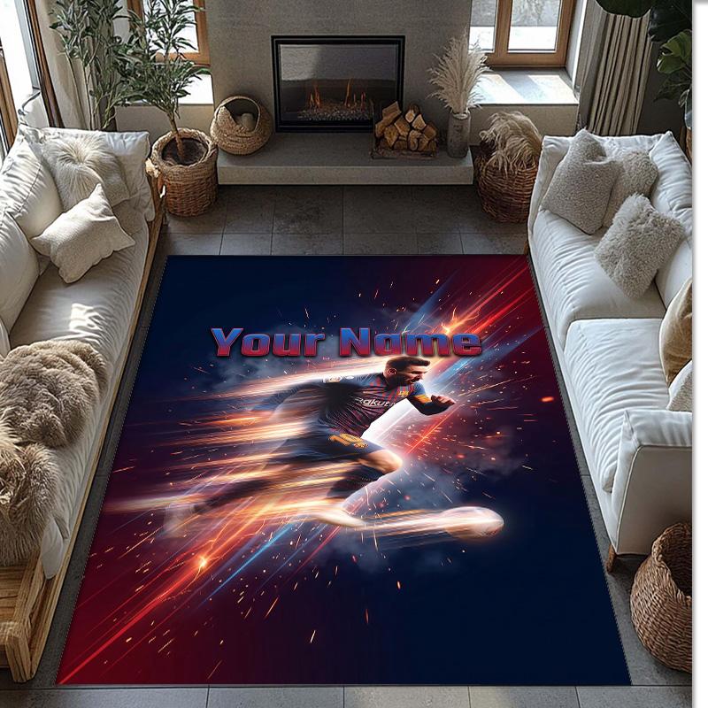 Lionel Messi Printed Crystal Velvet Rug Non‑Slip Crystal Velvet Carpet For Sofa Bedroom Indoor Home Decoration