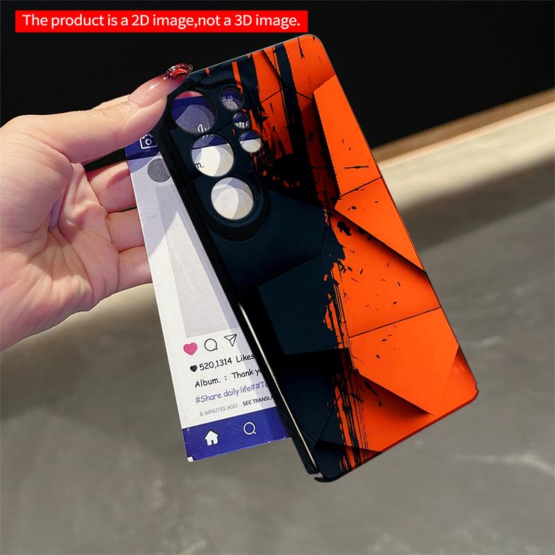 2DFlat Samsung phone case Orange Black Geometric Split Design Phone Case Applicable to Galaxy S22 S23 S24 S25ULTRA S26 A12 A13 A14 A15 A16