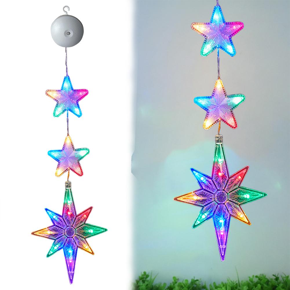 1/3pcs Christmas Lights LED String Lights Fairy New Year Window Light with Suction Cup For Home Window Bedroom Christmas Decor