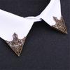 Vintage Fashion Triangle Shirt Collar Pin for Men Women Metal Hollowed Out Crown Collar Brooch Corner Emblem Jewelry Accessories