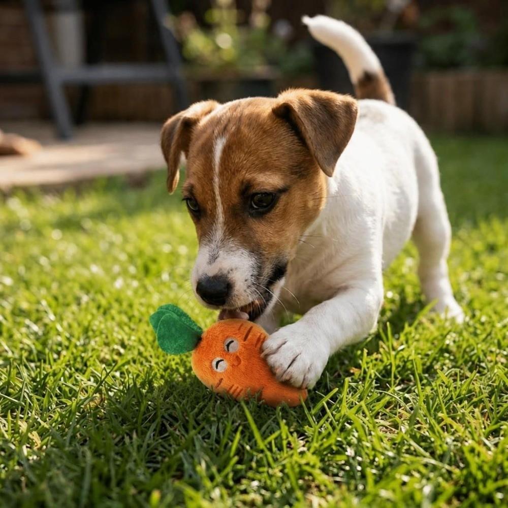 2 pcs Orange Carrot Shape Plush Dog Toy Soft Plush Fabric Carrot Dog Toy Small Medium Dog Use