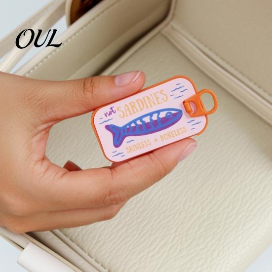 Whimsical Jewelry Container Sardine Tin Box with Fishbone, PLA Vintage Compact Size Decorative Vanity Accessory Organizer, Portable Storage