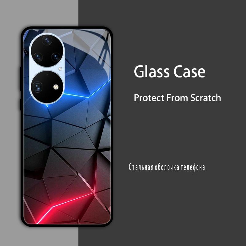 Чехол для Huawei P50 Pro P50E P 50 Роскошный закаленный стеклянный чехол для телефона Huawei P50 E Задняя крышка Модный защитный чехол P50Pro