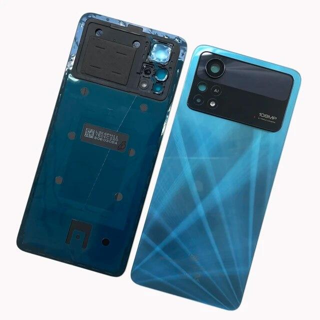 Для Xiaomi POCO X4 Pro 5G задняя стеклянная крышка батарейного отсека задняя дверная панель корпуса X4Pro с заменой объектива камеры