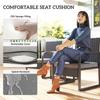 Rattan Bistro Set, 3 Piece Garden Furniture Set with Cushions and Glass Top Table, Black