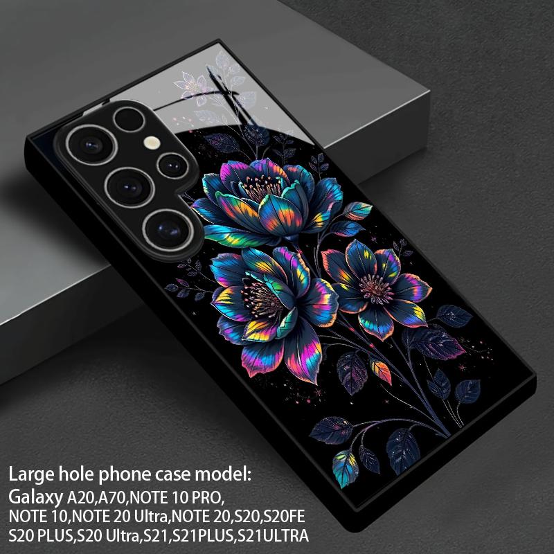 Голографический узор «Лотос» 2D Чехол для телефона Samsung S26 S25 S24 S23 S22 S21 S20 A56 A36 A16 - Стеклянная защитная крышка