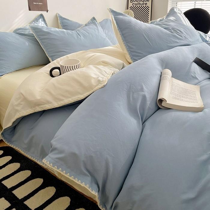 Class A cotton four-piece set, light luxury quilt cover, bed sheet, bed hat quilt cover, new pure cotton student dormitory three-piece set 1