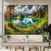 2D Green Forest Lake Scenic Photography Background Cloth