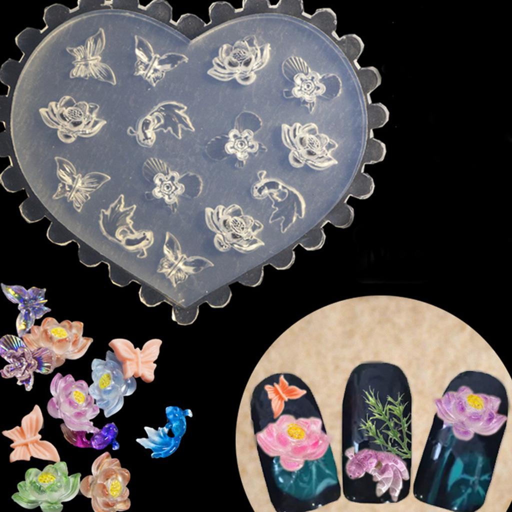 3D силиконовая резная форма для дизайна ногтей, акриловые инструменты для дизайна ногтей, форма для декора ногтей, шаблон для дизайна ногтей, формы для ювелирных изделий из смолы