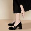 TEAHOO Туфли Mary Jane Retro Black на высоком каблуке в стиле Лолита для женщин