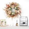 Cream Coffee Color Wreath for Front Door Handmade Artificial Floral Wreath with Bright Blooms and Foliages for Decors