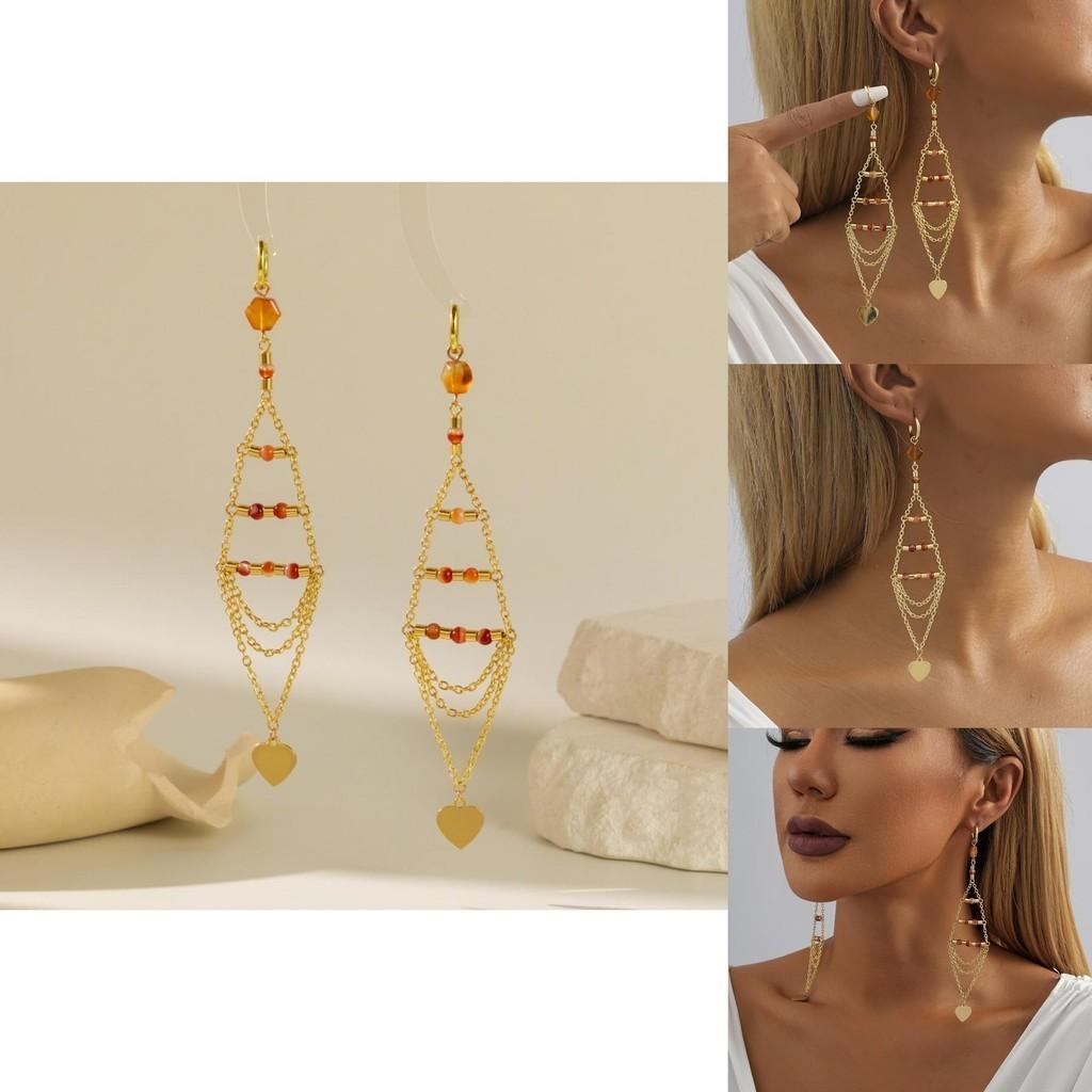 Гламурные золотые 2023 серьги-кисточки с кристаллами в форме треугольника и сердца для женщин