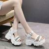Fashion Women Thick Bottom Gladiator Sandals Summer Chunky Bling Sneakers Fashion High Platform Slippers 10CM Wedge Heel Beach Sandalias
