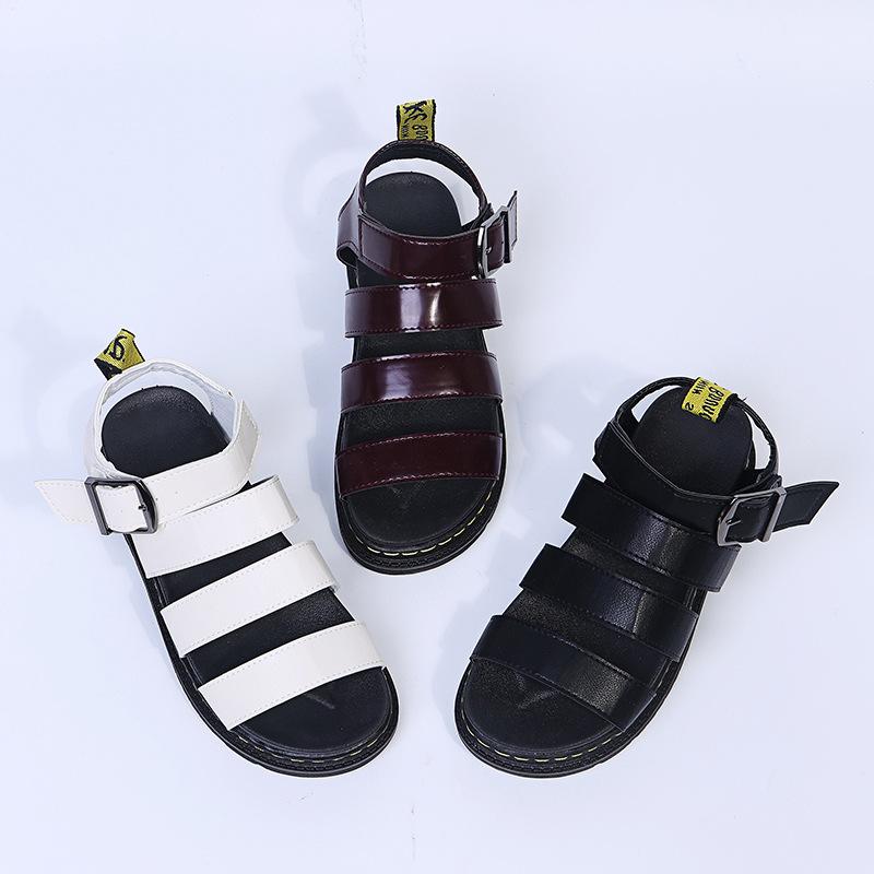 New 2025 European and American summer women's sandals buckle casual beach shoes platform large size flat Martin sandals