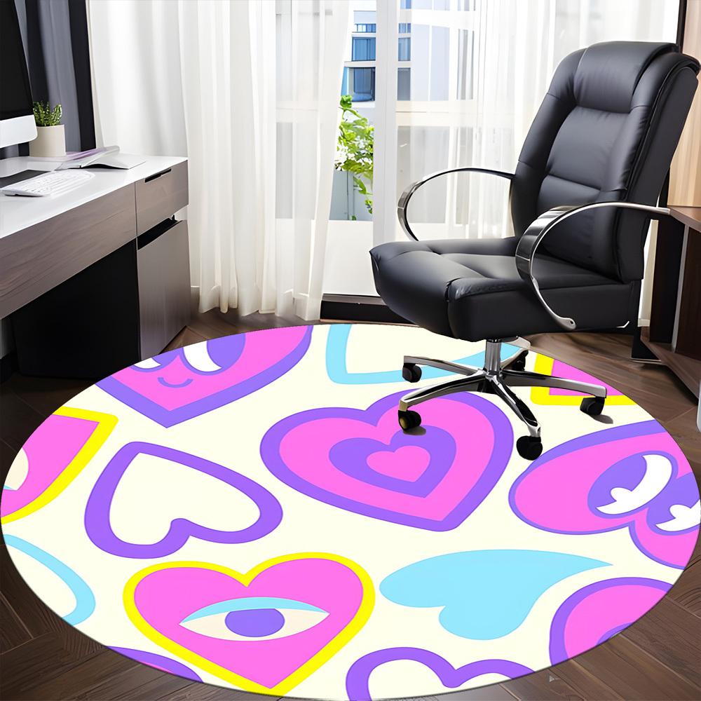1pc Heartbeat Office Round Rug, Non-slip, Soft and Durable Office Rug for Interior Decoration, Perfect for Office, Beautiful Decoration yy260323021
