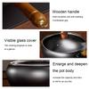 24CM Nonstick Wok Wooden Handle Non-Stick Pan with Lid Iron Wok for Home Camping Restaurant Hotel Kitchen