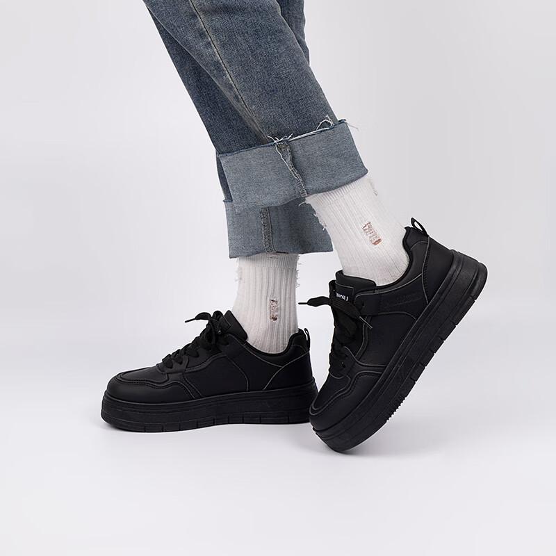Global Women's Shoes Black Board Shoes Spring Shoes Versatile Little White Shoes Thick-soled Breathable Casual Little Black ZHQ1168-1