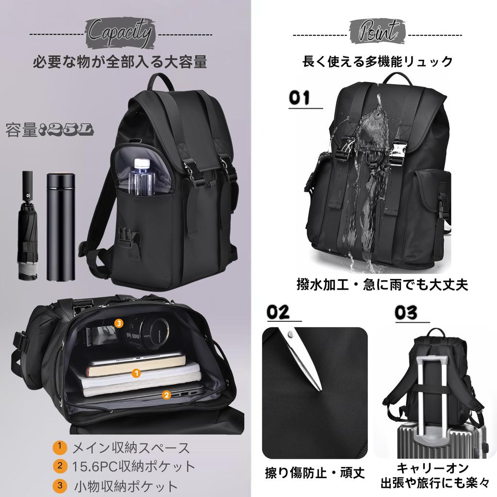 Popular Business Large Water Lightweight Multifunctional Casual Town Inch PC A4 Business Beige [YCD] Men's Backpack, Stylish, Backpack, Capacity,