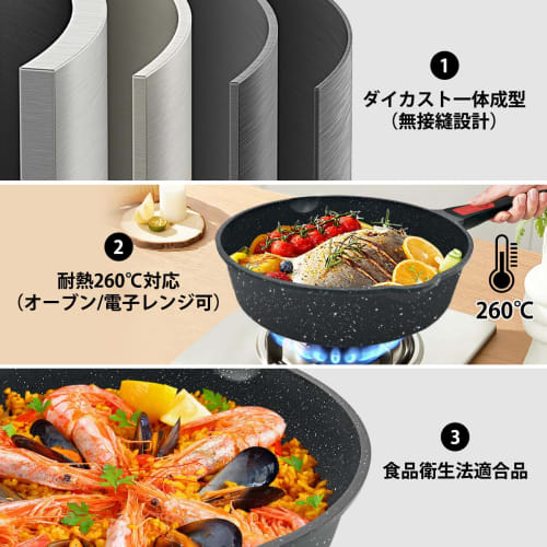 RANXINGST 24cm Frying Pan with Lid, Induction Compatible, Non-Stick, 1-3 Person, Deep Stir-Fry Pan with Removable Handle and Spout, PFOA & PFOS Free,
