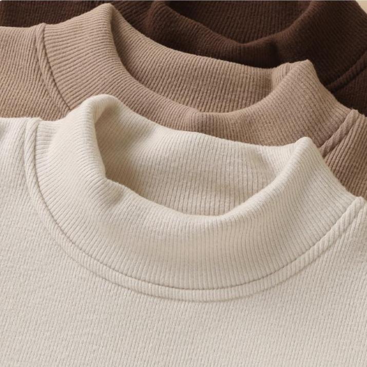 Children's Velvet Bottom Coat Winter Clothes Men's and Women's Baby Half High Collar Thick Hoodie Warm Top