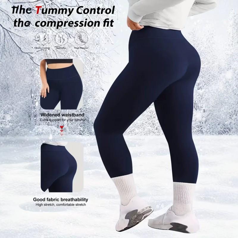 Womens High-Waisted Tummy Control Yoga Pants Fleece Lined Slim Fit Warm Sports Leggings Winter