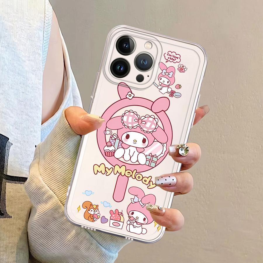 Мультяшный милый чехол Kuromi для iPhone 17 Pro Max Air 12 Mini 16 7 8 XR 15 11 14 Plus 13 Pro XS Max Мягкая крышка для телефона