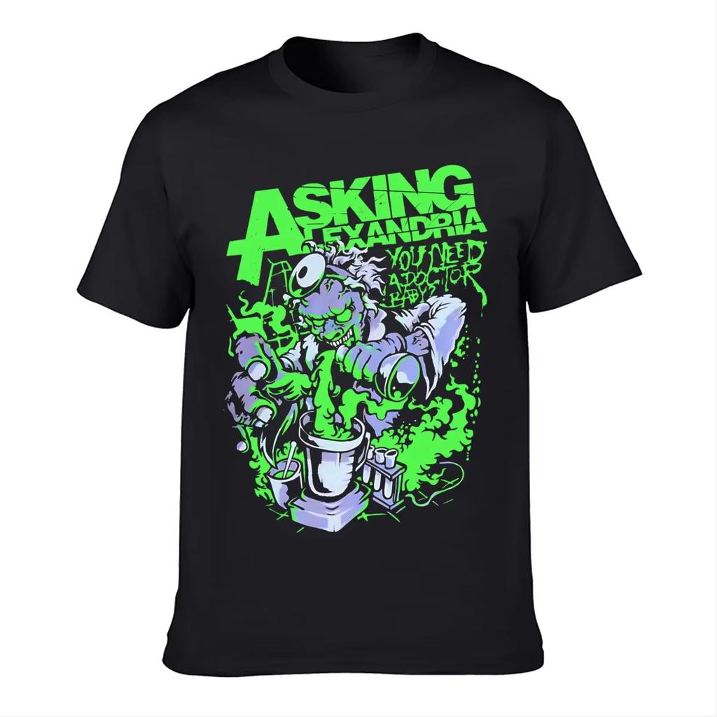 Streetwear Vintage Asking Alexandria Band British Metal Core Mens Summer Cotton Casual Short Sleeve T-Shirt Top Harajuku Hip Hop