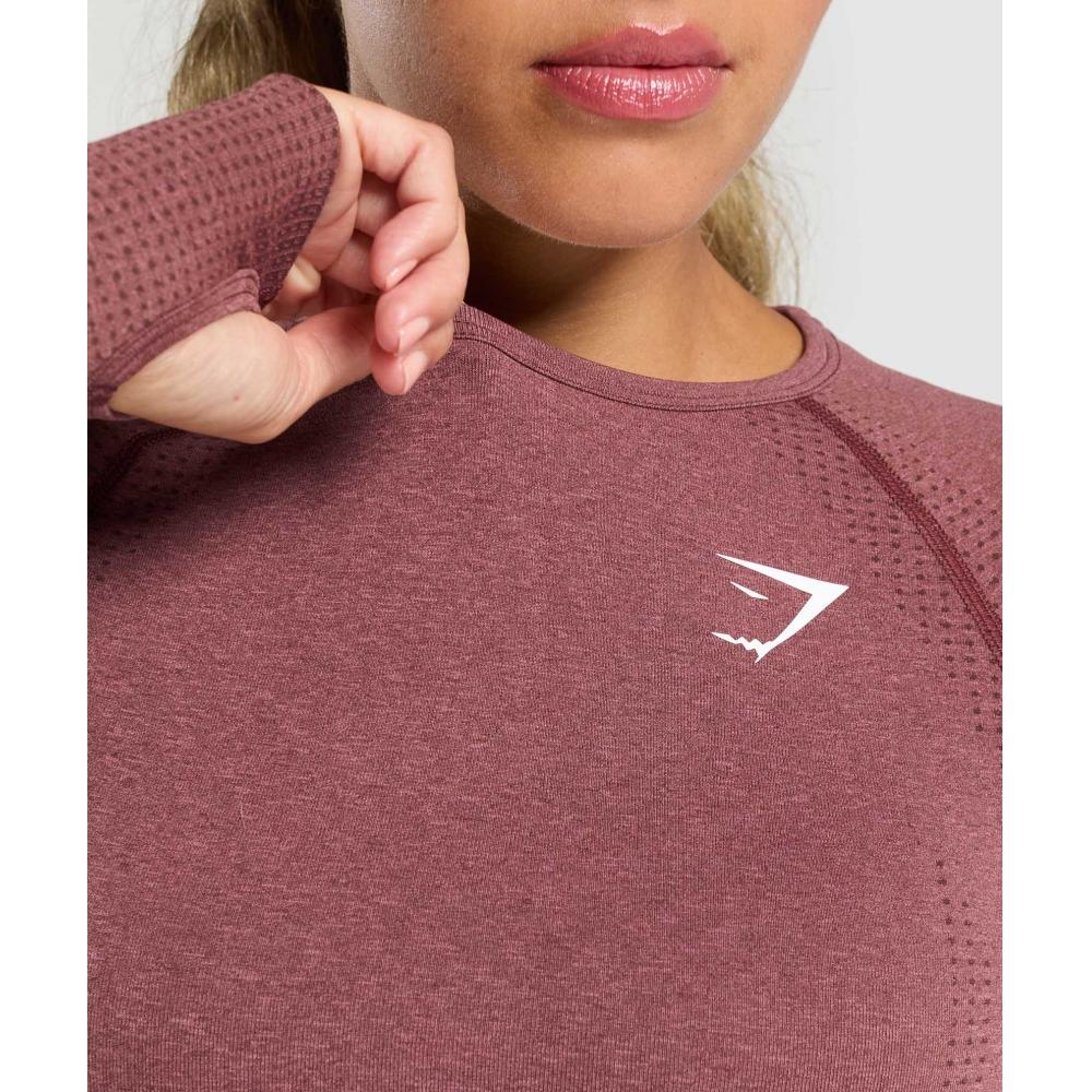 Gymshark Vital Seamless Crop Top Burgundy Pink  Marl B1a3d Kb80