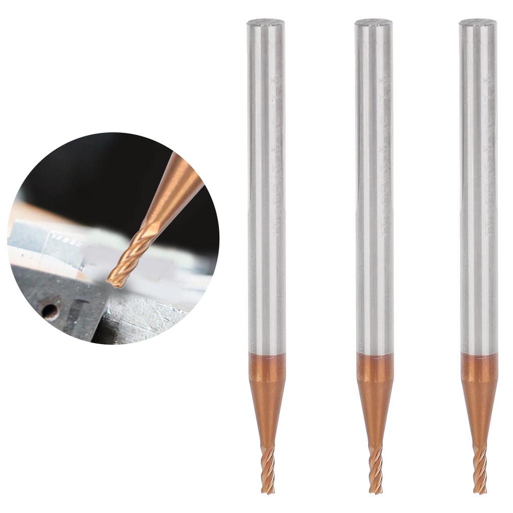 3Pcs Milling Cutter 4 Flutes Tungsten Steel CNC End Mill Cutting Tool 1.5 x 50 x 4T