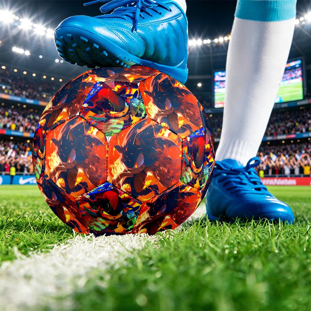 Sonic the Hedgehog Printed Size 5 Standard Football, Waterproof PU Training Soccer Ball for Outdoor Sports