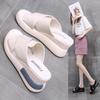 PU Soft Leather Thick-soled Slippers Women's Summer Outer Wear All-match Sandals Summer High-heeled Platform Shoes Wedge Shoes