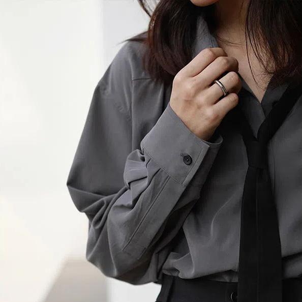 Винтажные женские блузки в стиле Харадзюку, шикарные базовые рубашки с длинными рукавами в корейском стиле и галстуком, свободные Эстетические женские повседневные рубашки в стиле ретро