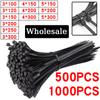 500/1000PCS Plastic Nylon Cable Ties Self-locking Cord Ties Straps Adjustable Cables Fastening Loop Home Office Wire Zip Ties