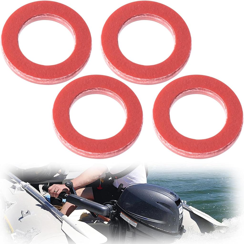 6 Pcs Drain Plug Gasket, Lower Unit Drain Plug Seal for Yamaha Outboard 4 Stroke, Outboard Fiberboard Gear Oil Seal Replacement for 90430-08020-00 &