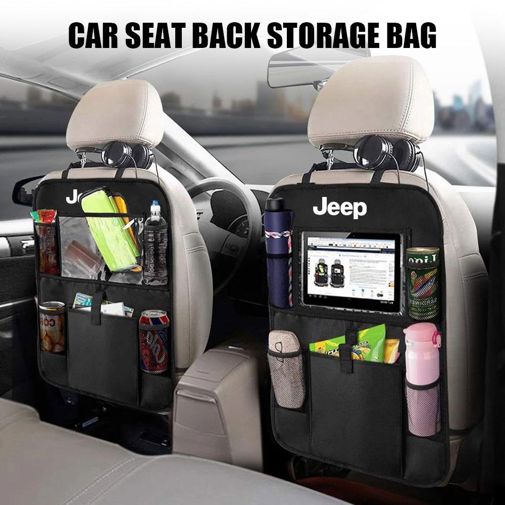 CQAHOI1 Car Interior Organizer Accessories Multi Pocket Seat Back Storage Bag For Jeep GrandCherokee Wrangler Gladiator Compass Renegade
