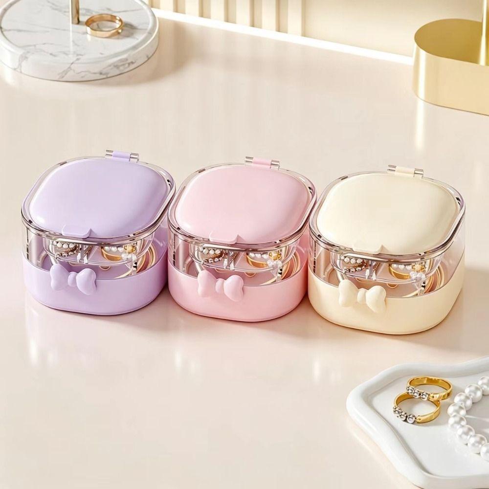 Compact Mini Jewelry Box Portable Makeup Case Shockproof Travel Storage Case Drawer Storage