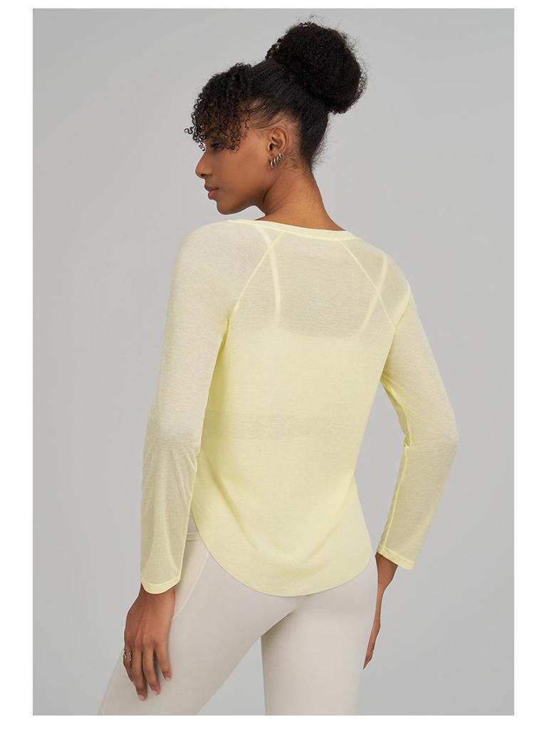 Huaton Женский Осенне-Зимний Сетчатый Утягивающий Топ для Йоги с Длинным Рукавом, Быстросохнущий, для Фитнеса и Бега