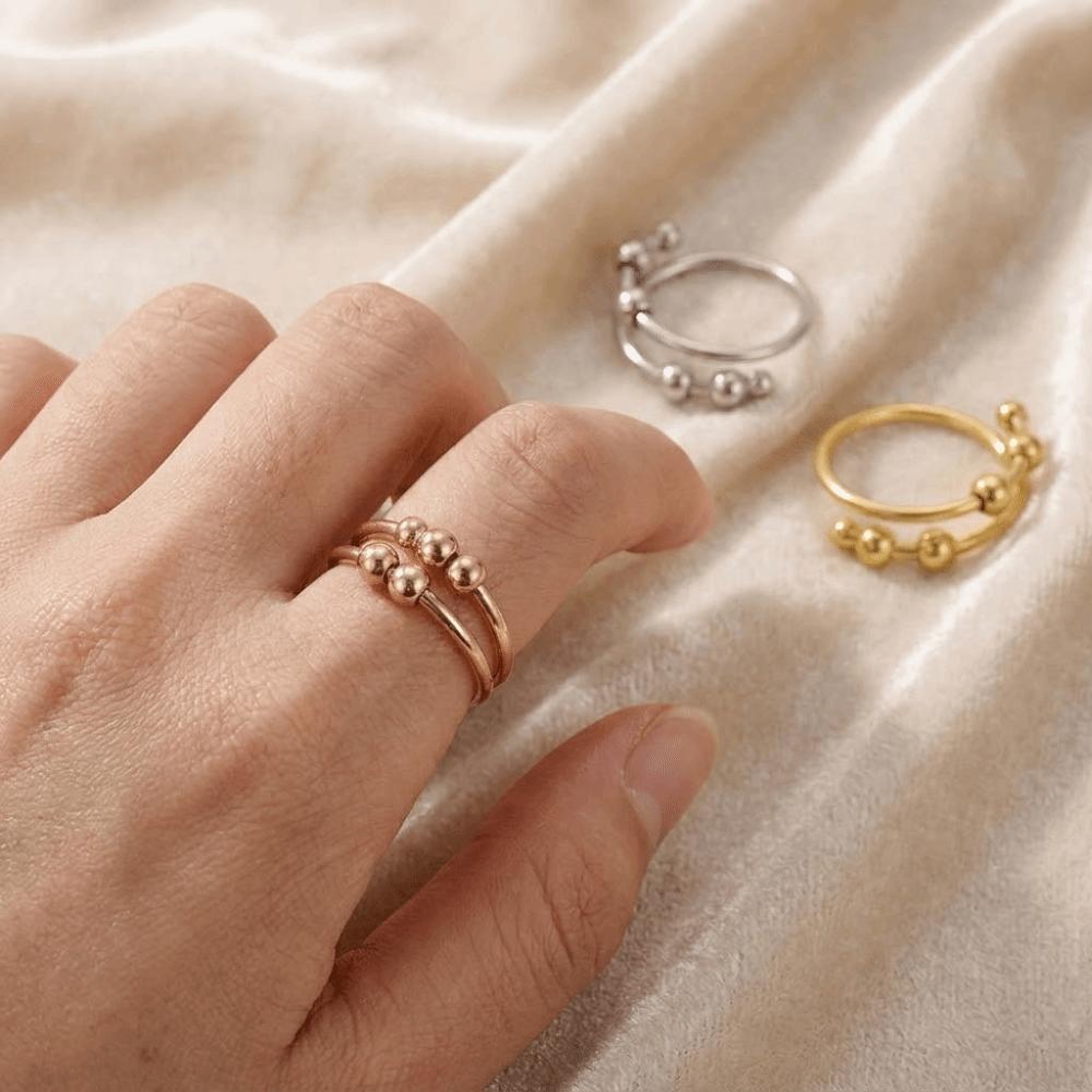 Stainless Steel Anti Stress Jewelry Open Design Adjustable Finger Ring Spinner Ring  School
