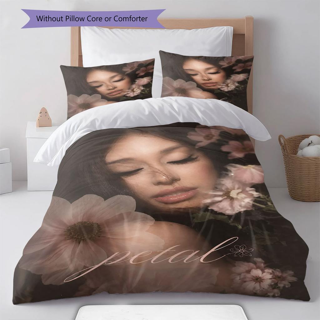 Ariana Grande Pattern Bedding,Quilt Set Quilt Cover Pillowcase Home Birthday Gift(1 * duvet cover + 2 * pillowcase, without core)
