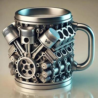 Кружка для кофе на тему двигателей V8 Ручная работа Кофейная чашка для автолюбителей Забавная 3D Большая вместимость Чайная кружка для горячих напитков для дома, офиса