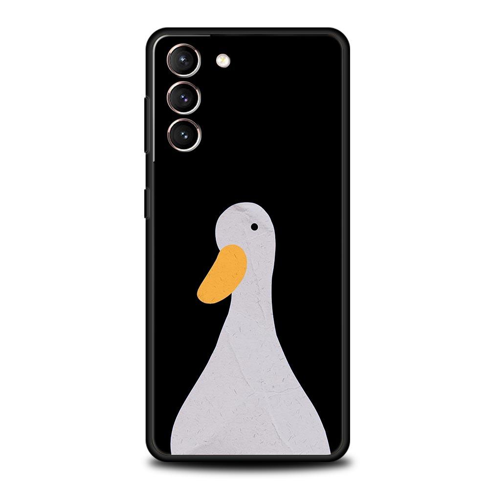 Cartoon Doubt Duck Phone Case For Samsung Galaxy S23 Ultra S22 S21 S20 FE 5G S10 S10E S9 S8 Plus Note 20 Silicone Cover Bumper
