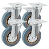4pcs 100mm Rubber Swivel Castor Wheels, 600kg Capacity, Heavy Duty With Brakes